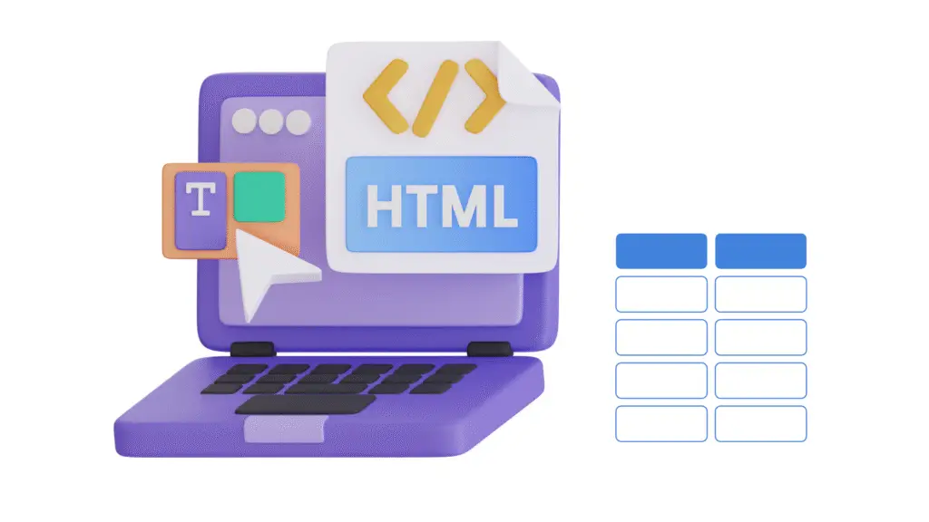 HTML table example showing rows columns using tr td and th tags