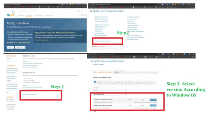 Downloading MySQL for Windows
